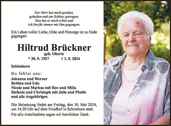 Hiltrud Brückner, geb. Oberle