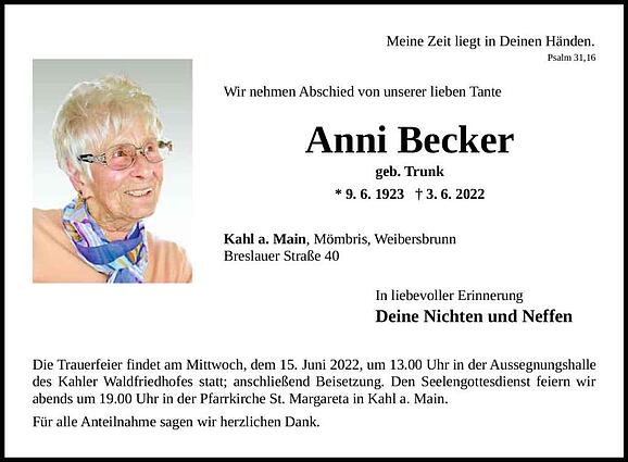 Anni Becker, geb. Trunk