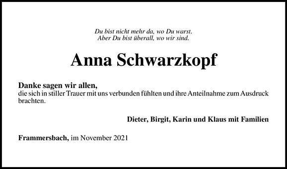 Anna Schwarzkopf, geb. Kirsch