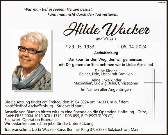 Hilde Wacker, geb. Wargers