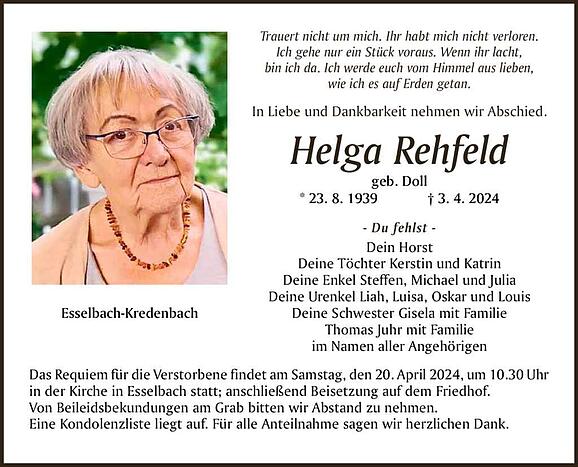 Helga Rehfeld, geb. Doll