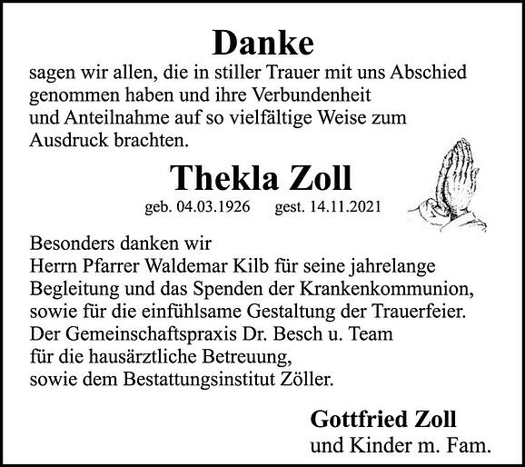 Thekla Zoll, geb. Zöller