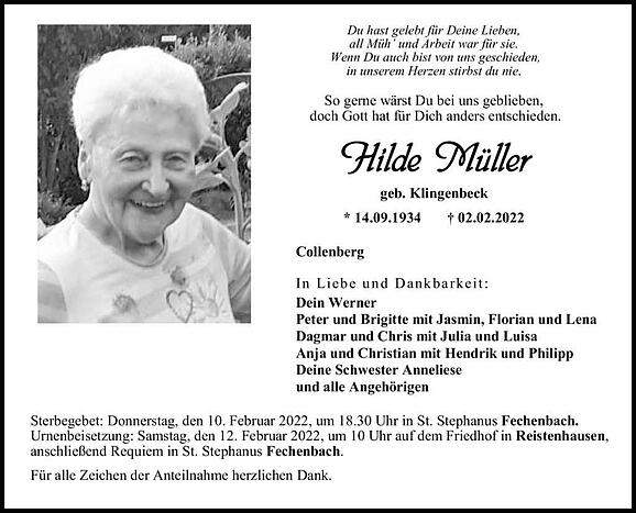 Hilde Müller, geb. Klingenbeck