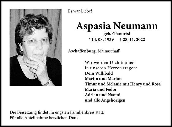 Aspasia Neumann, geb. Giaourtsi