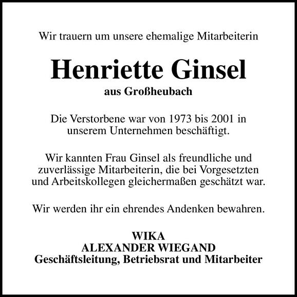 Henriette Ginsel, geb. Förtig