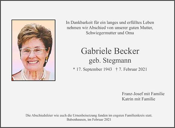 Gabriele Becker, geb. Stegmann