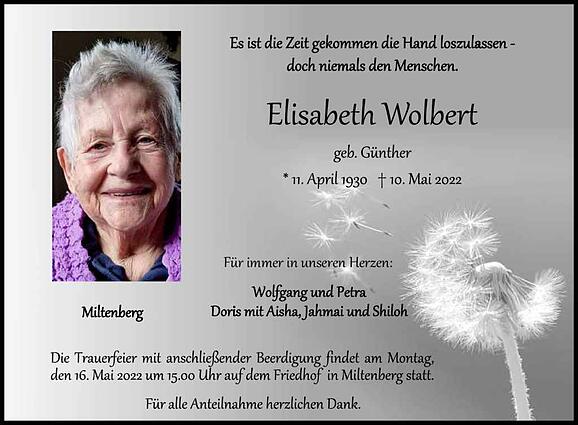 Elisabeth Wolbert, geb. Günther