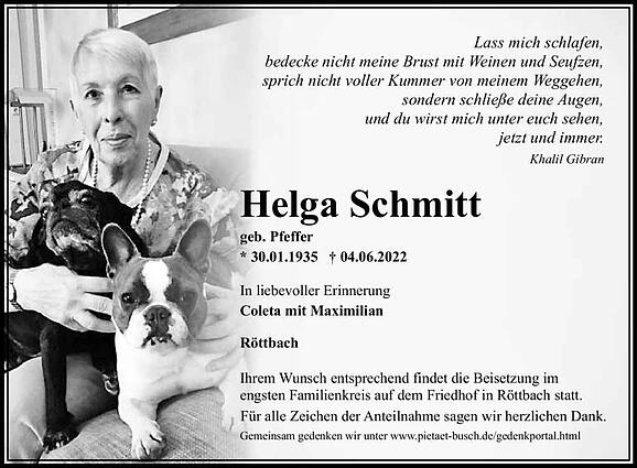 Helga Schmitt, geb. Pfeffer