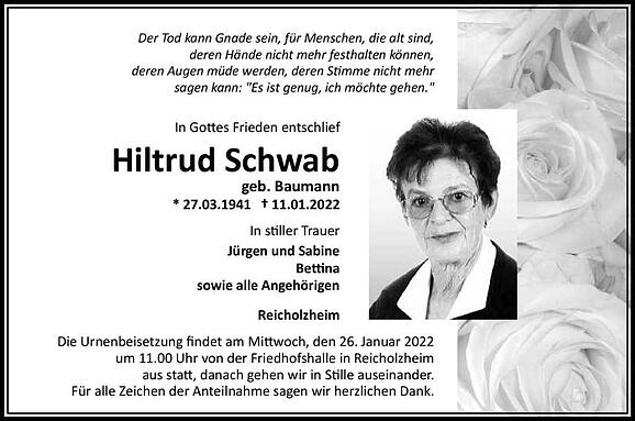 Hiltrud Schwab, geb. Baumann