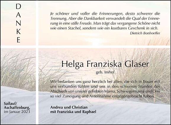 Helga Franziska Glaser, geb. Imhof