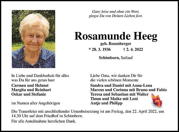 Rosamunde Heeg, geb. Rosenberger