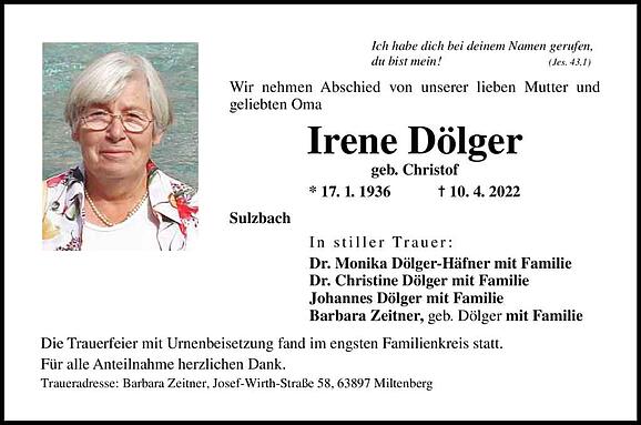 Irene Dölger, geb. Christof