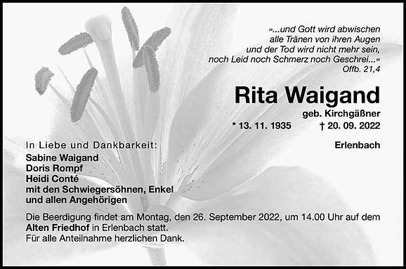 Rita Waigand, geb. Kirchgäßer