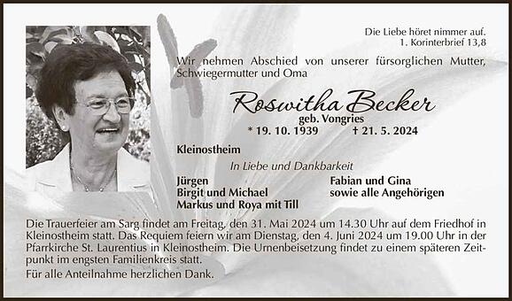 Roswitha Becker, geb. Vongries