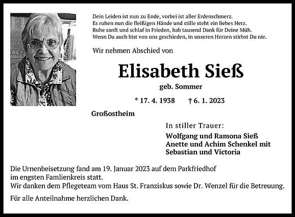 Elisabeth Sieß, geb. Sommer