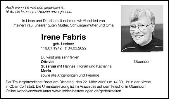 Irene Fabris, geb. Lechner