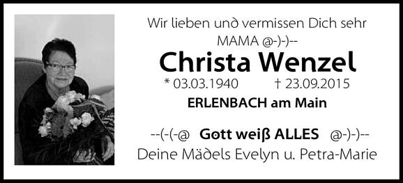 Christa Wenzel, geb. Pfeiffer