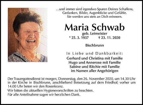 Maria Schwab, geb. Leimeister