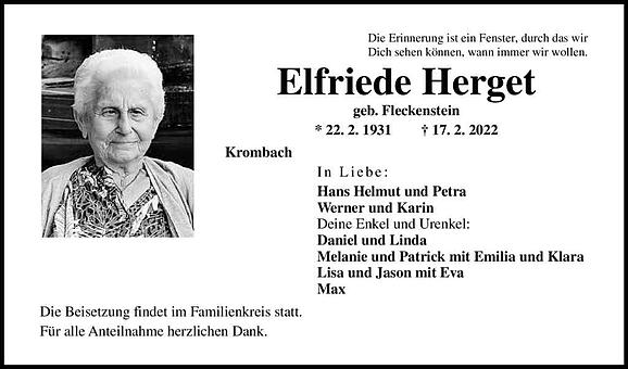 Elfriede Herget, geb. Fleckenstein