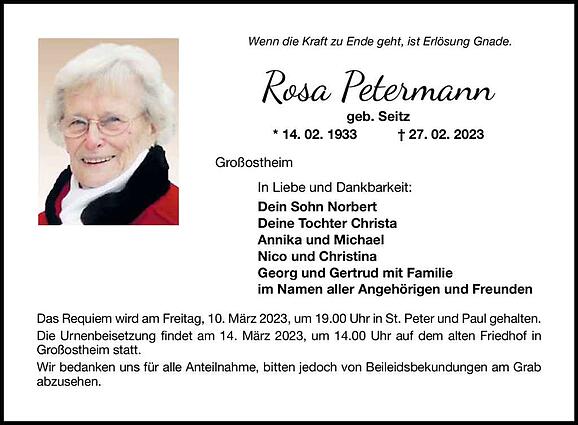 Rosa Petermann, geb. Seitz