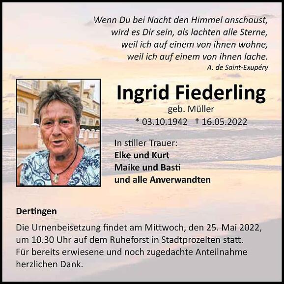 Ingrid Fiederling, geb. Müller