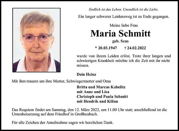 Maria SChmitt, geb. Seus