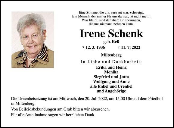 Irene Schenk, geb. Reß