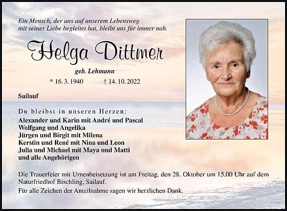 Helga Dittmer, geb. Lehmann