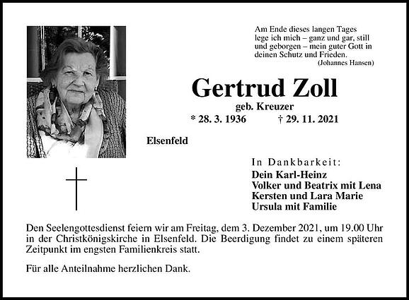Gertrud Zoll, geb. Kreuzer