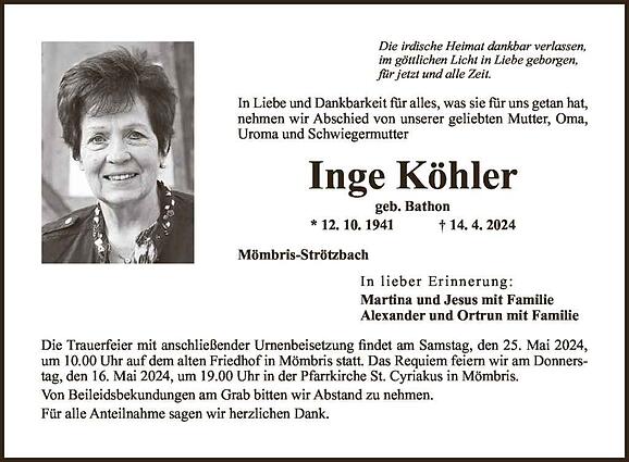 Inge Köhler, geb. Bathon