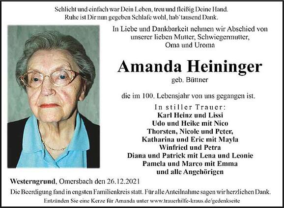 Amanda Heininger, geb. Büttner