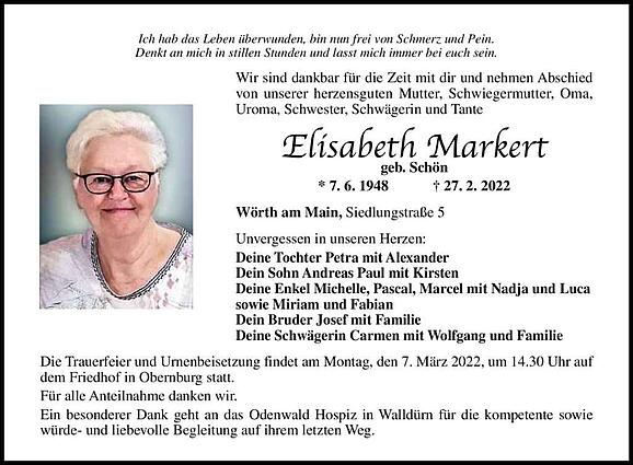 Elisabeth Markert, geb. Schön