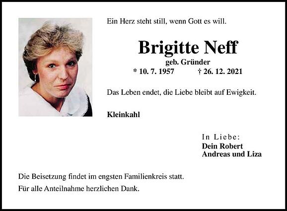 Brigitte Neff, geb. Gründer