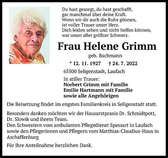 Helene Grimm, geb. Bachmann