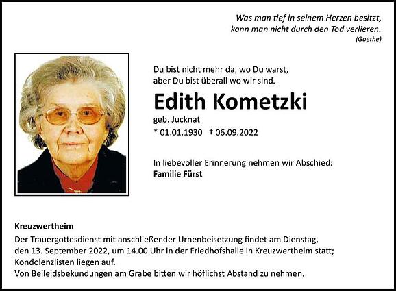 Edith Kometzki, geb. Jucknat