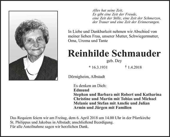 Reinhilde Schmauder, geb. Dey