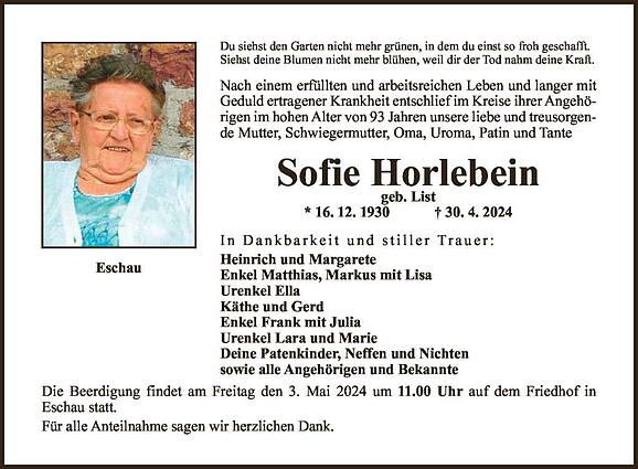 Sofie Horlebein, geb. List