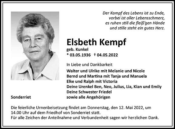 Elsbeth Kempf, geb. Kunkel