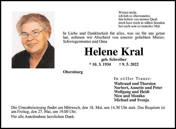 Helene Kral, geb. Schreiber