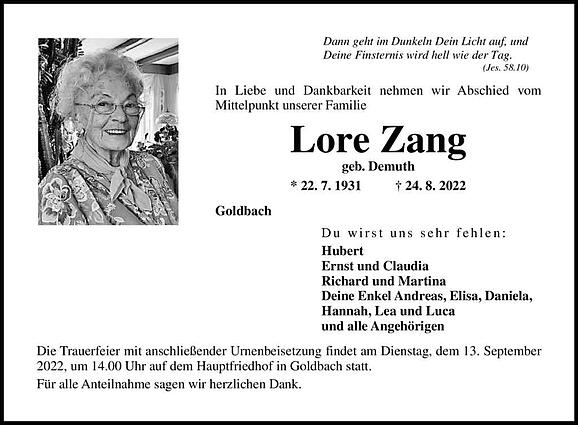 Lore Zang, geb. Demuth