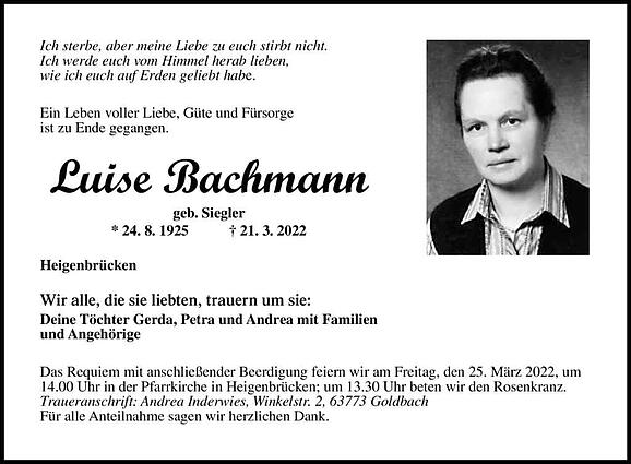 Luise Bachmann, geb. Siegler