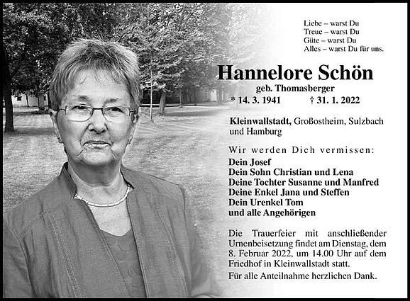 Hannelore Schön, geb. Thomasberger