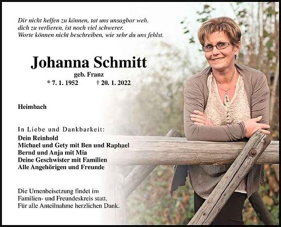 Johanna Schmitt, geb. Franz
