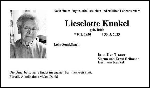 Lieselotte  Kunkel, geb. Rüth