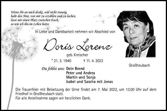 Doris Lorenz, geb. Kreischer
