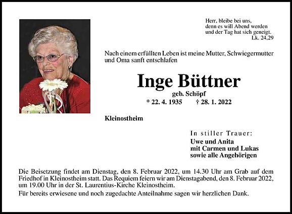 Inge Büttner, geb. Schöpf