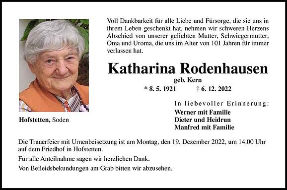 Katharina Rodenhausen, geb. Kern