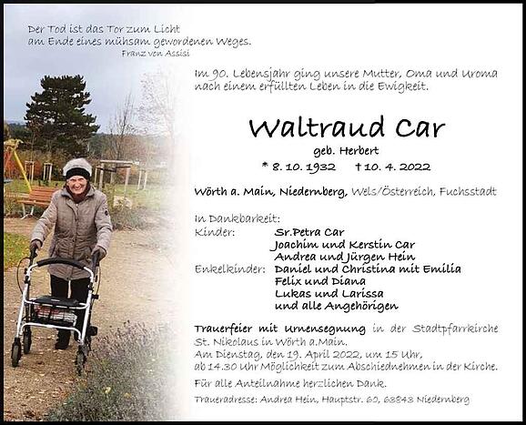 Waltraud Car, geb. Herbert