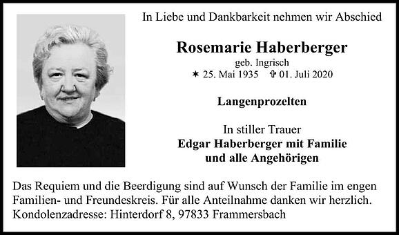 Rosemarie Haberberger, geb. Ingrisch