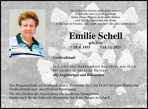 Emilie Schell, geb. Geis